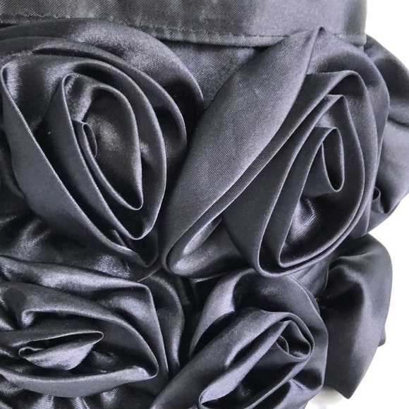 For Your Ease Only Black Satin Rosettes Evening Purse Handbag - Picture 2 of 12